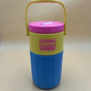 Coleman SUNLITES Thermos Water Cooler Jug, Bright FUN NEON Colors, VTG 1990's